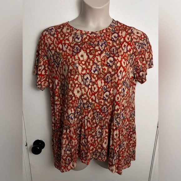 LOGO by Lori Goldstein Animal Print super soft ruffle top size L #1477 - Picture 3 of 10